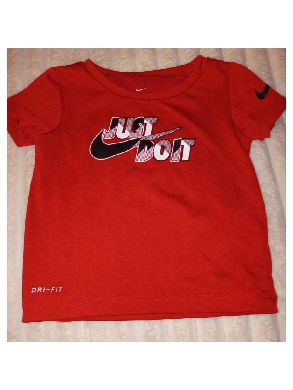Nike Dri-Fit T-Shirt Toddler Boys Size 12 Months Short Sleeves Red White Black